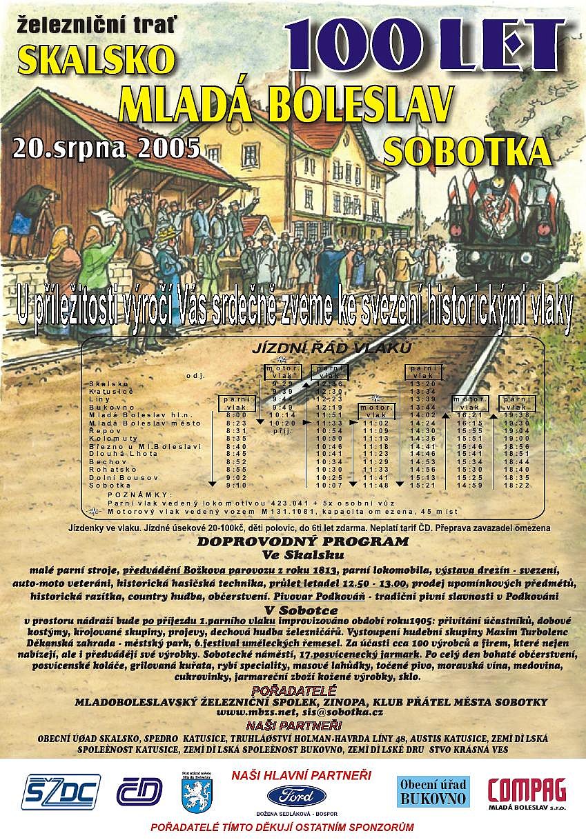 Plakát 100 let trati Skalsko - Sobotka