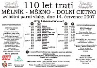 Plakát 110 let trati Mělník - Dolní Cetno (110 let trati Mělník - Mšeno - Dolní Cetno)