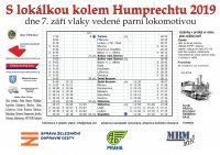 S lokálkou kolem Humprechtu 2019 výletní historické vlaky o sobotách a nedělích od 3. srpna do soboty 7. září